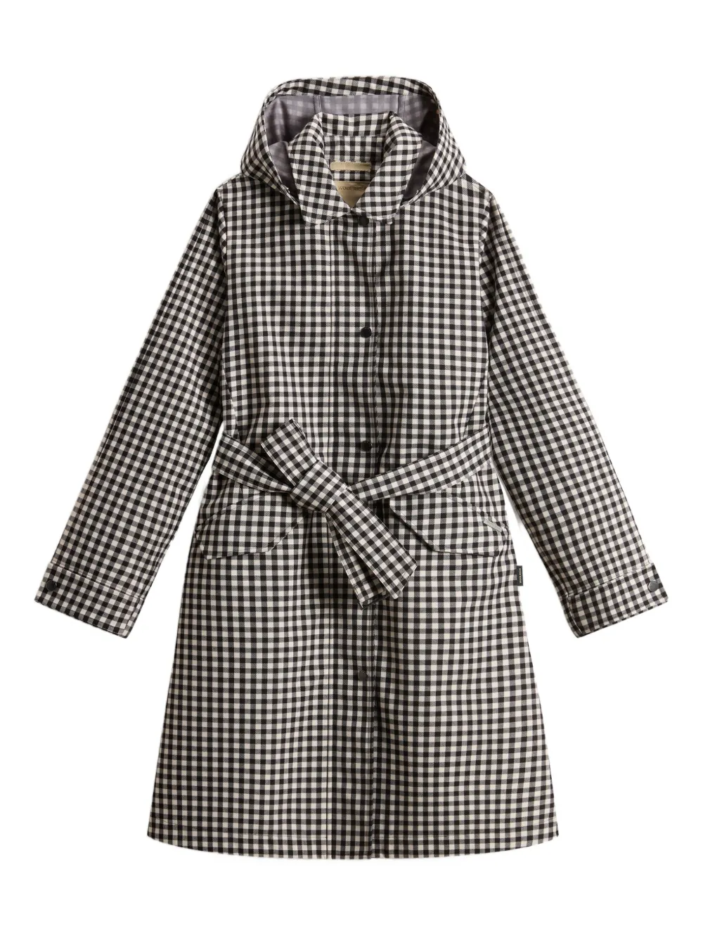Woolrich gingham belted water-resistant trench coat Zwart