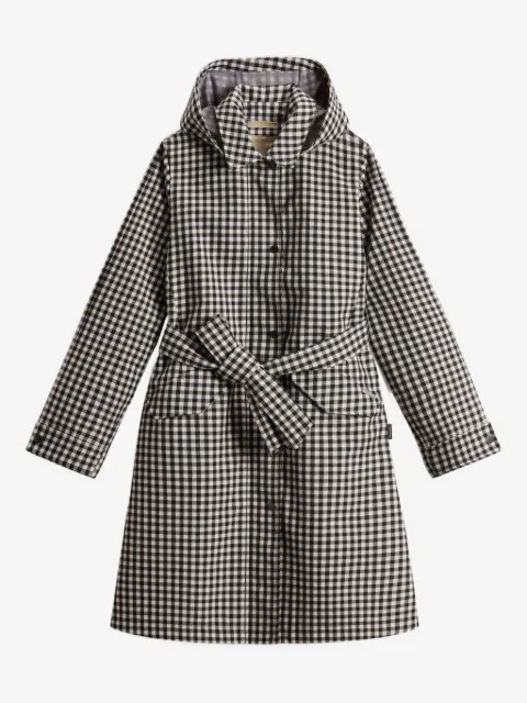 Woolrich 깅엄 벨트 발수 트렌치코트