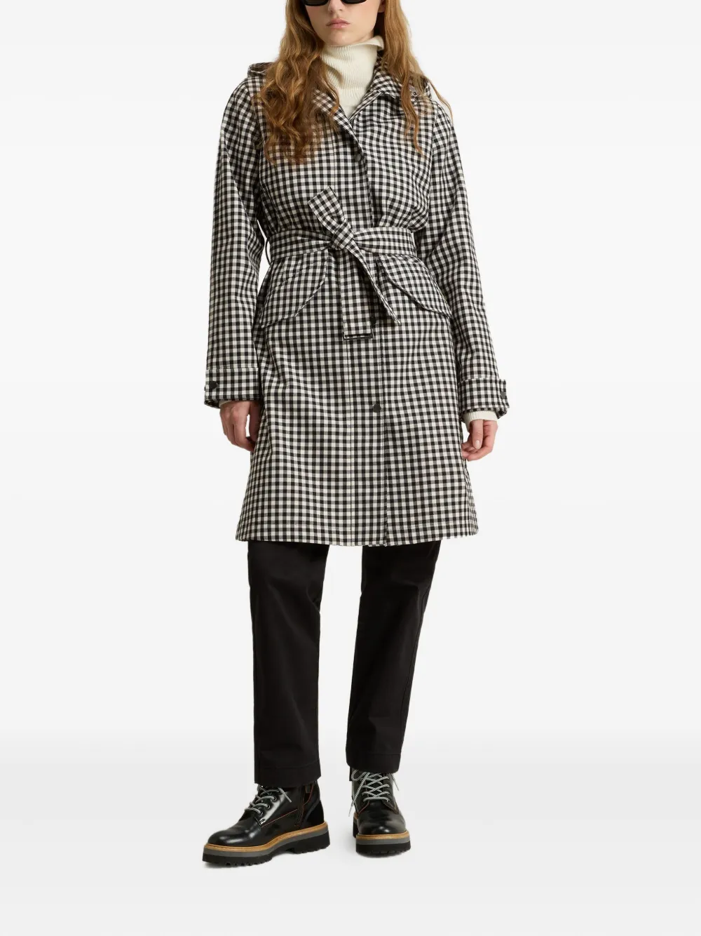 Woolrich Waterbestendige trenchcoat met gingham ruit Zwart