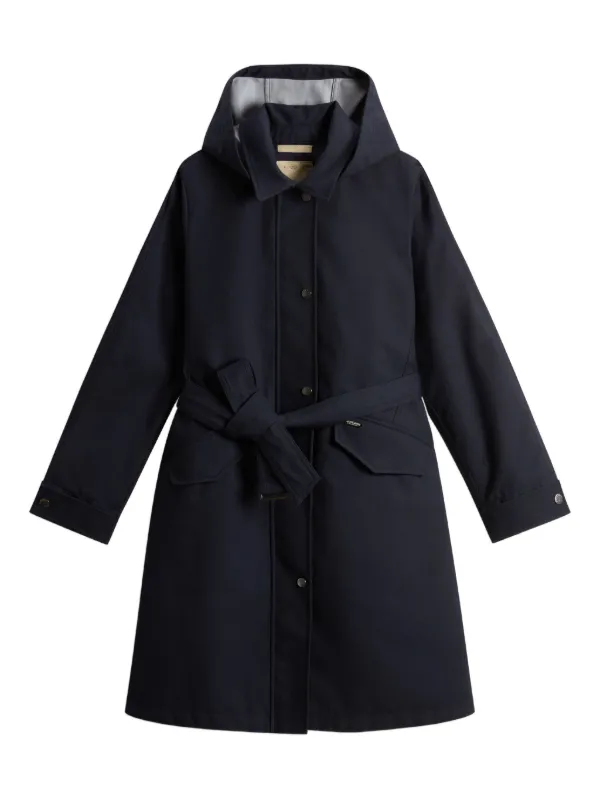 Woolrich Hooded Belted water-resistant Trench Coat Blue FARFETCH PH