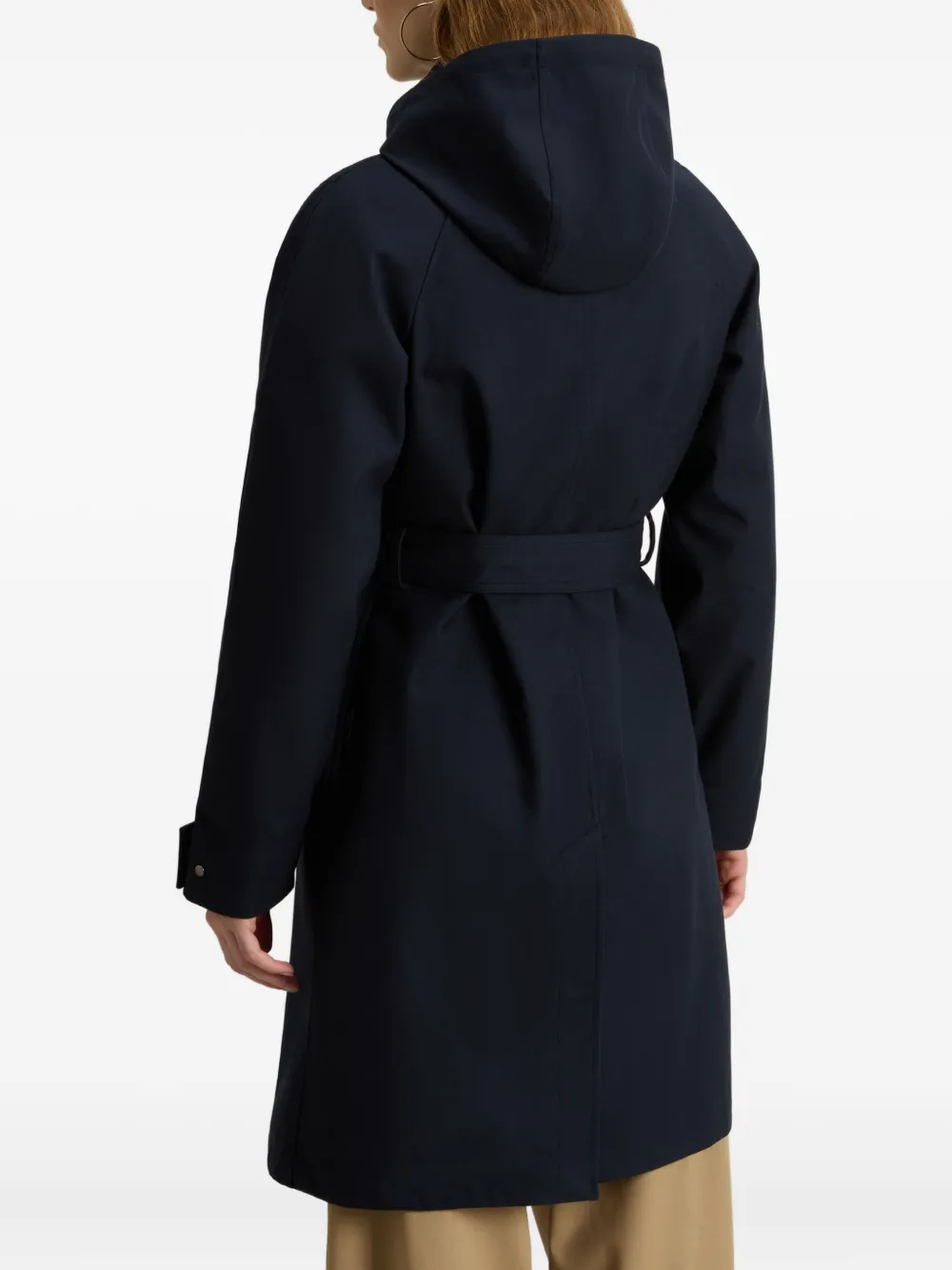 Woolrich Waterdichte trenchcoat met capuchon en ceintuur Blauw