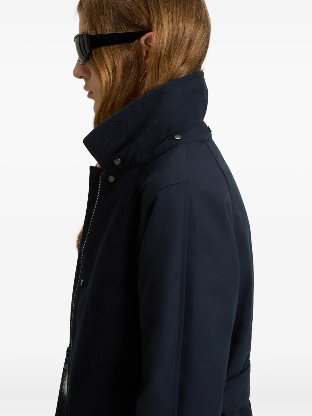 Woolrich Waterdichte trenchcoat met capuchon en ceintuur Blauw