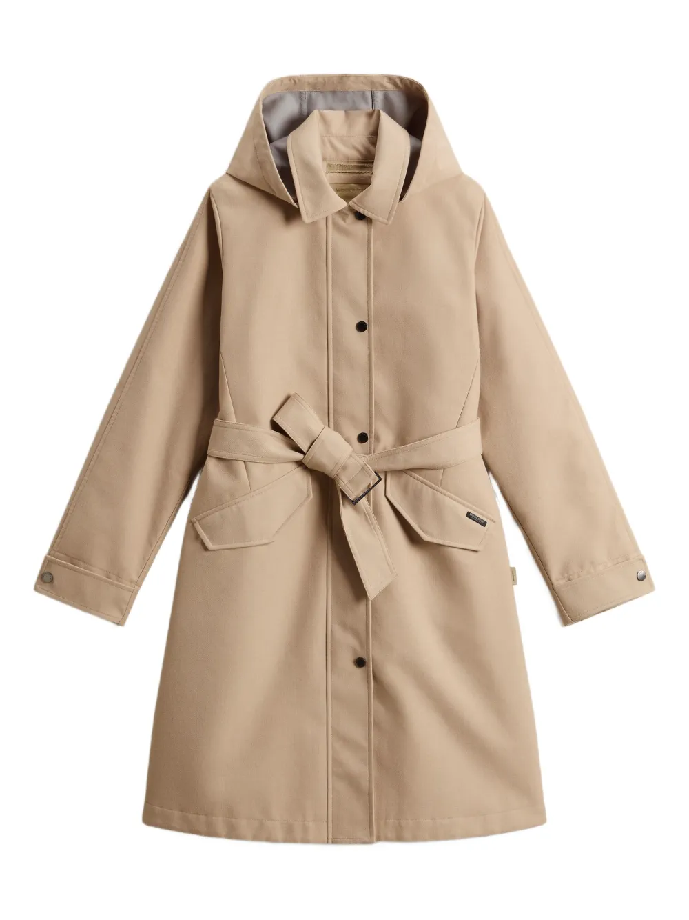 Woolrich Waterdichte trenchcoat met capuchon en ceintuur Beige