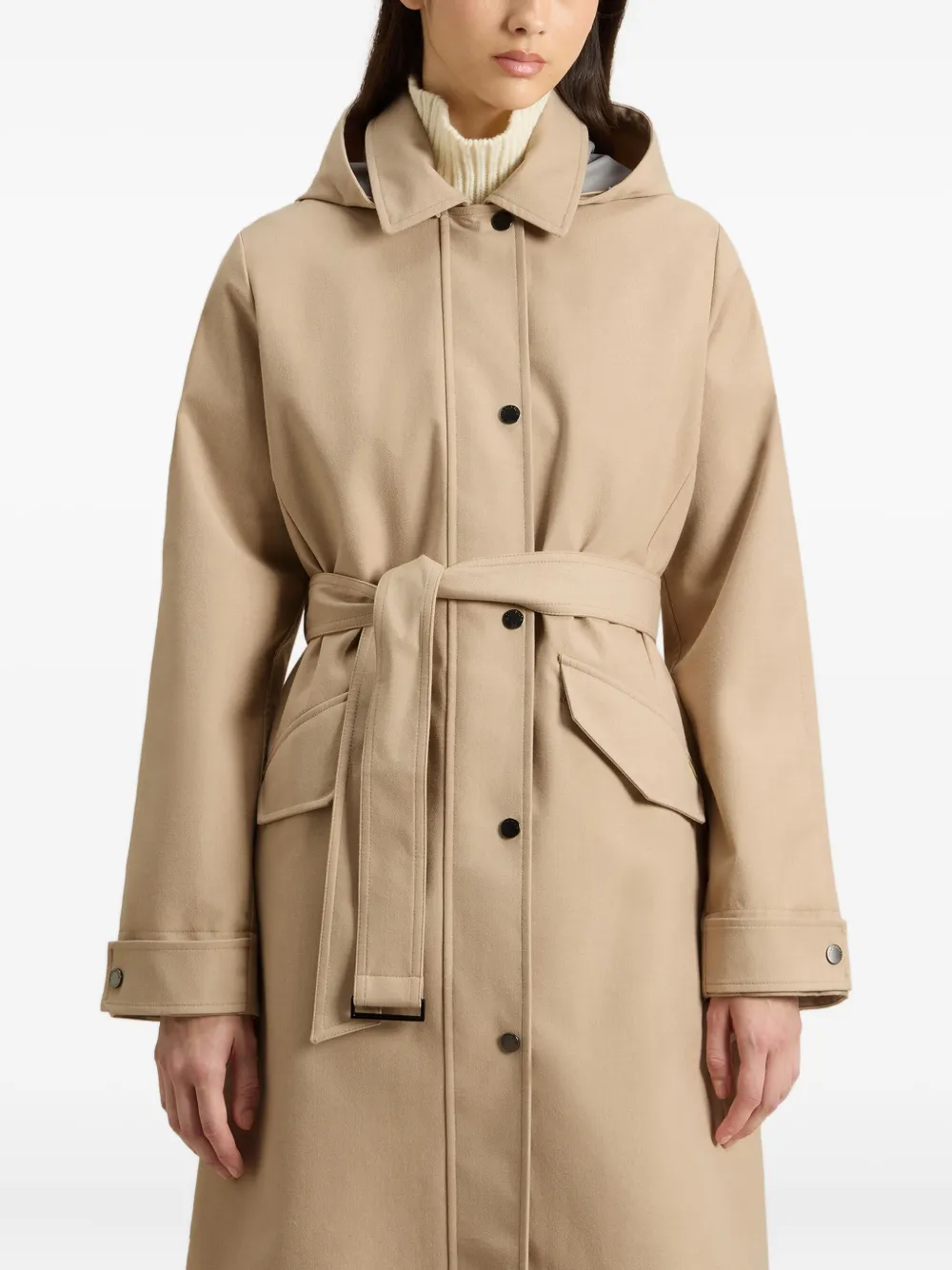 Woolrich Waterdichte trenchcoat met capuchon en ceintuur Beige