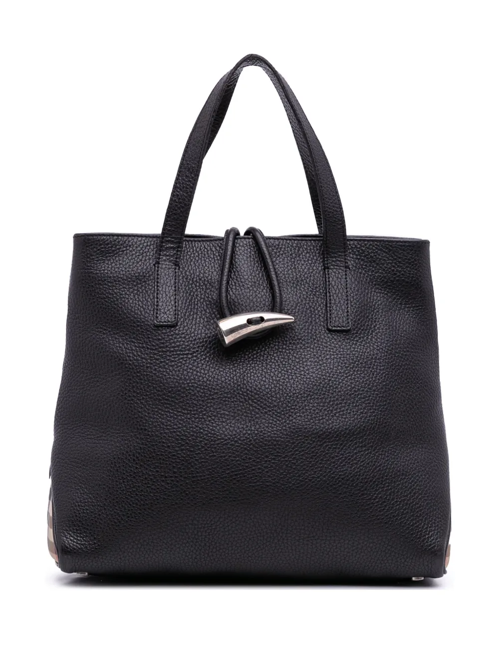 2000-2017 House Check Trimmed Grainy Calfskin Horn Toggle tote bag