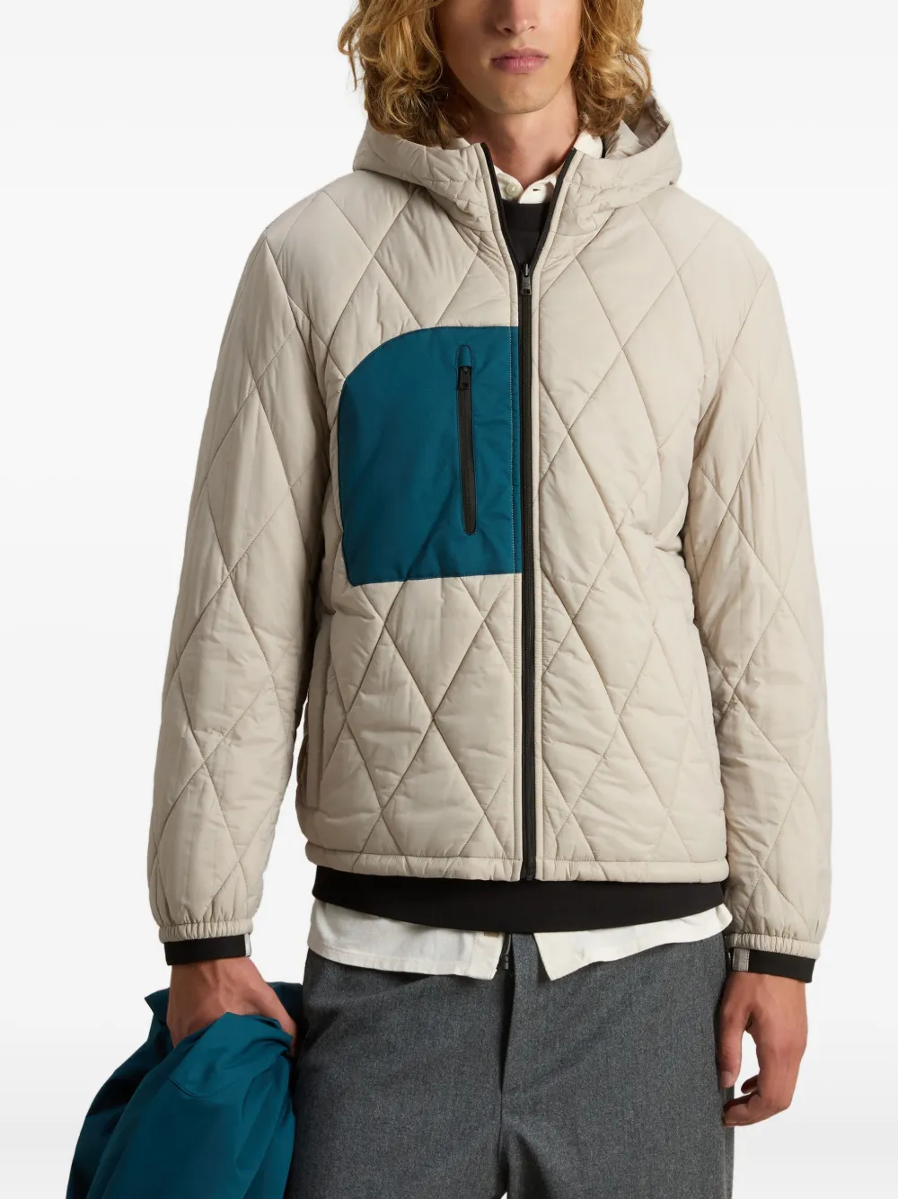 Woolrich Hooded Button Raincoat In Blue