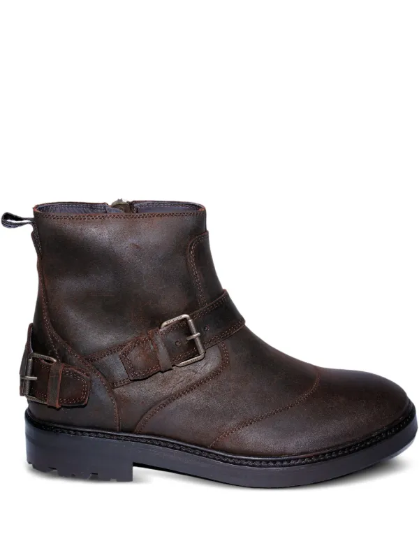 Belstaff バックルストラップ レザーブーツ | ブラウン | FARFETCH JP