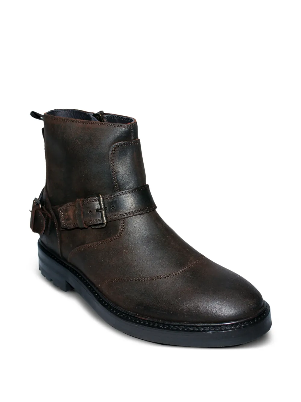 Belstaff buckle-strap leather boots Brown