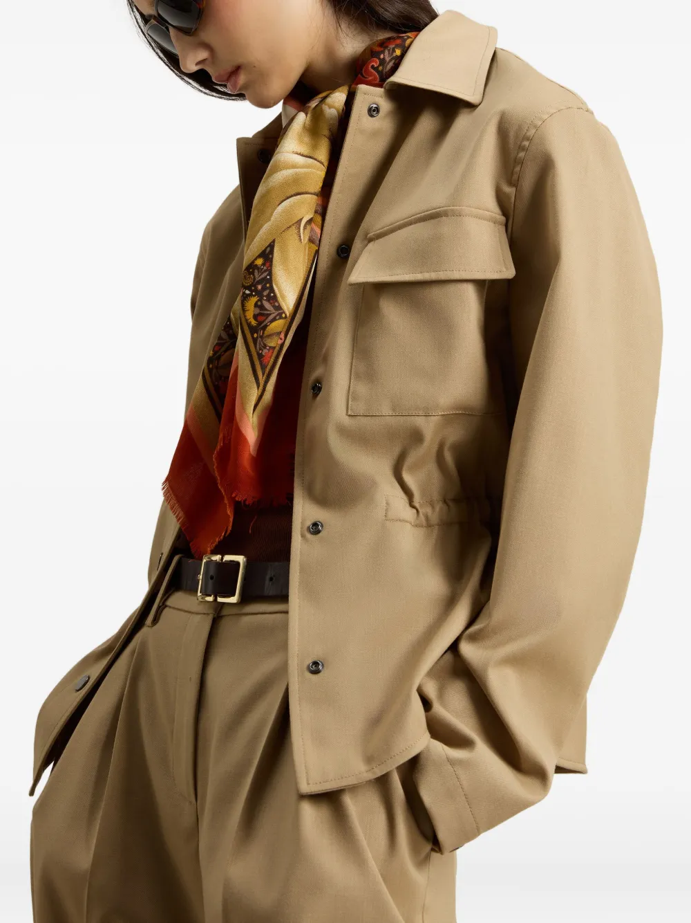 Woolrich Shirtjack met trekkoord zak Beige