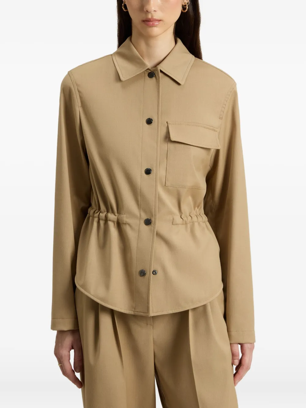 Woolrich Shirtjack met trekkoord zak Beige