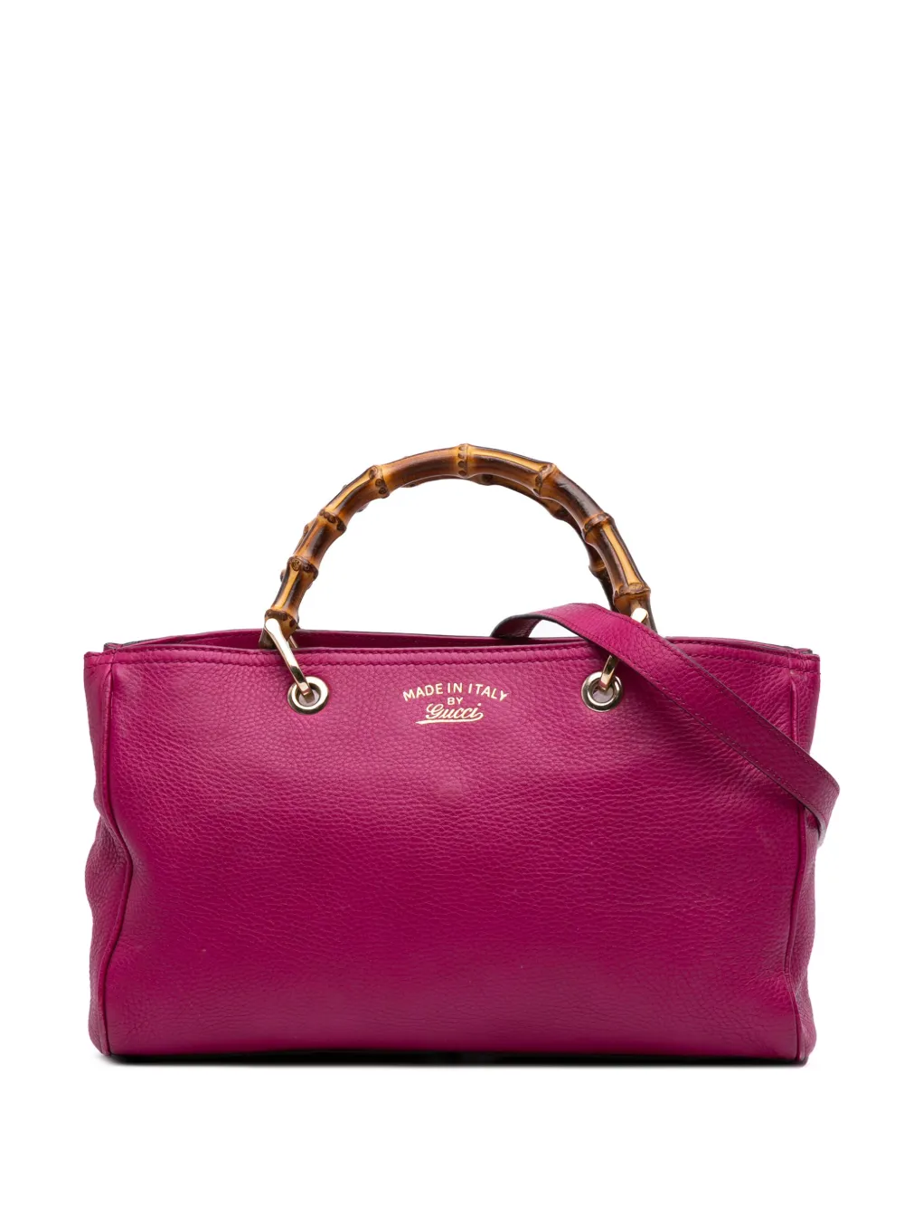 Pre-owned Gucci 2016-2025 Medium Calfskin Bamboo Shopper Satchel In Pink