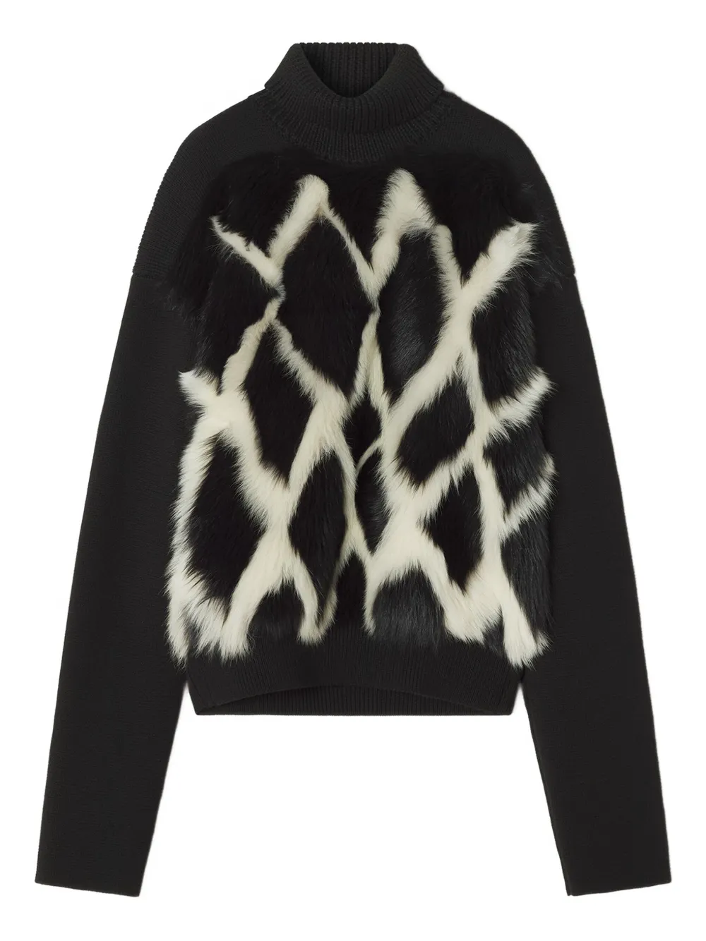 Lanvin high-neck fur-panel sweater | Black | Image 1