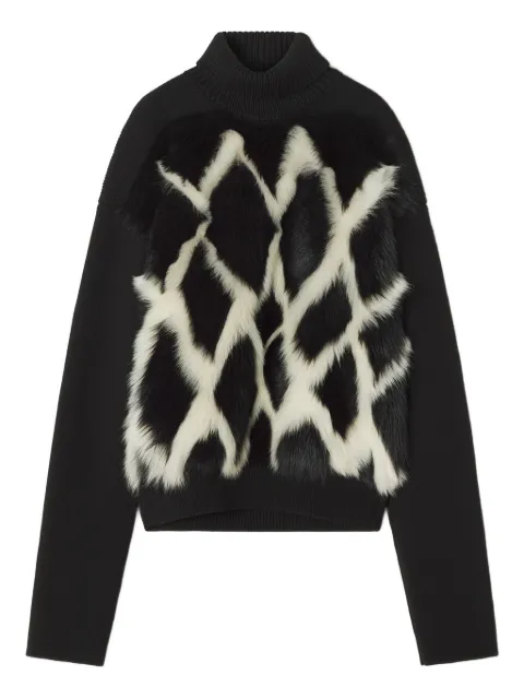 Lanvin high-neck fur-panel sweater