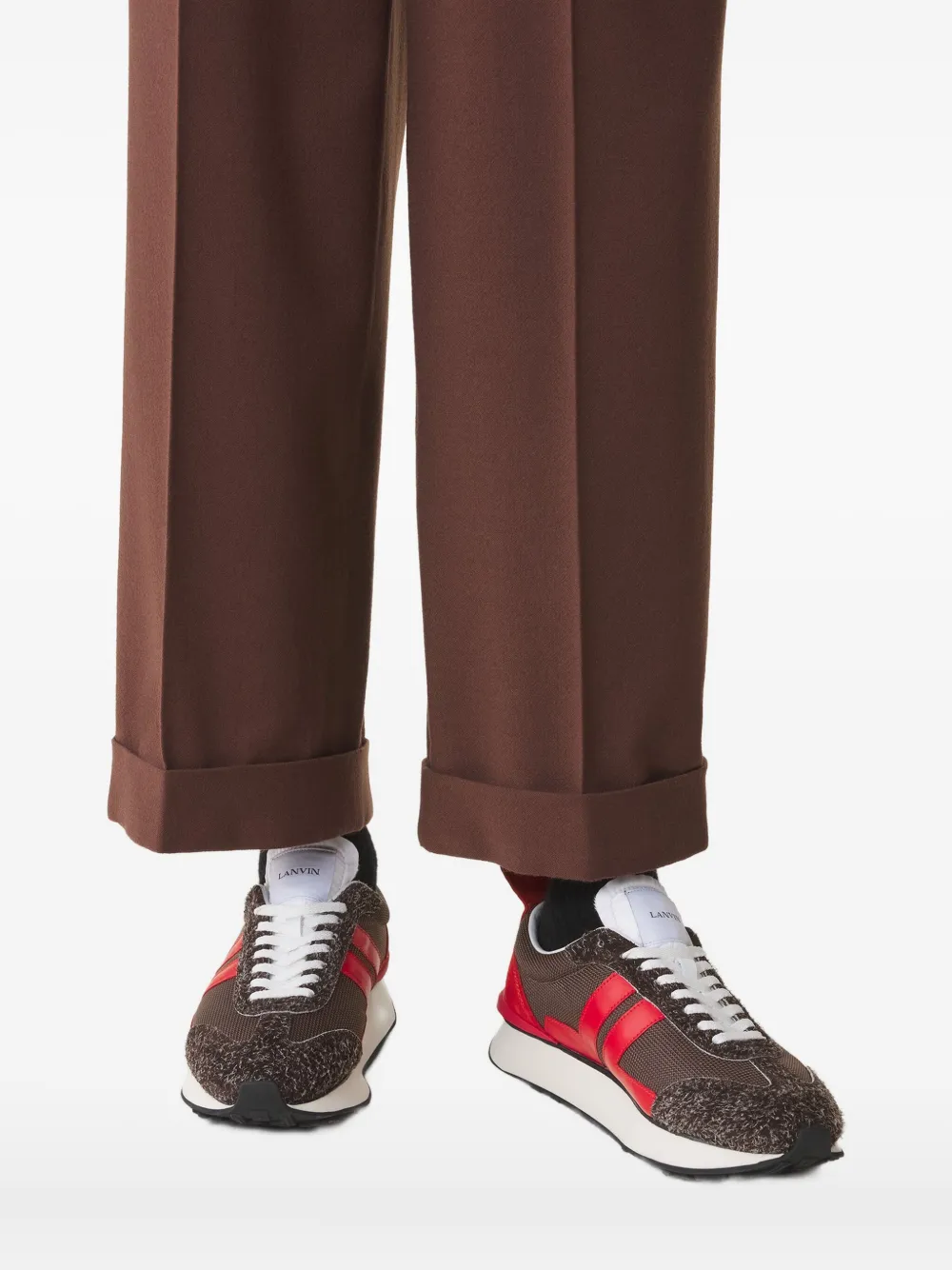 Lanvin Bumper gestreepte sneakers Bruin