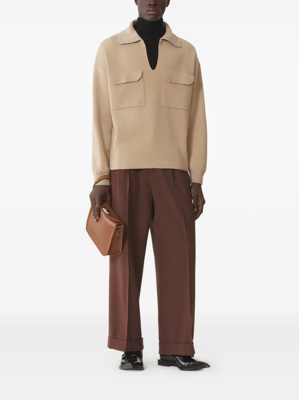 Lanvin Trui met opgestikte zak Beige