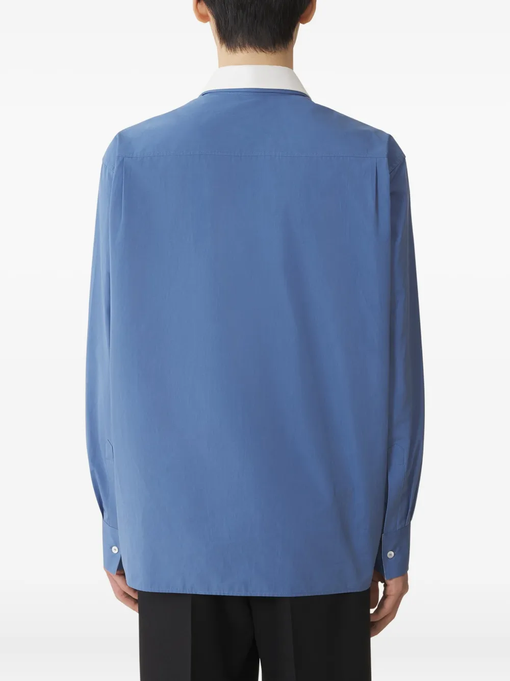 Lanvin Contrast-collar Cotton Shirt In Blue