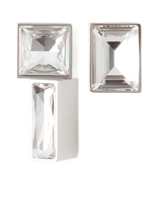 Lanvin Crystal-embellished Bar Earrings in Silver
