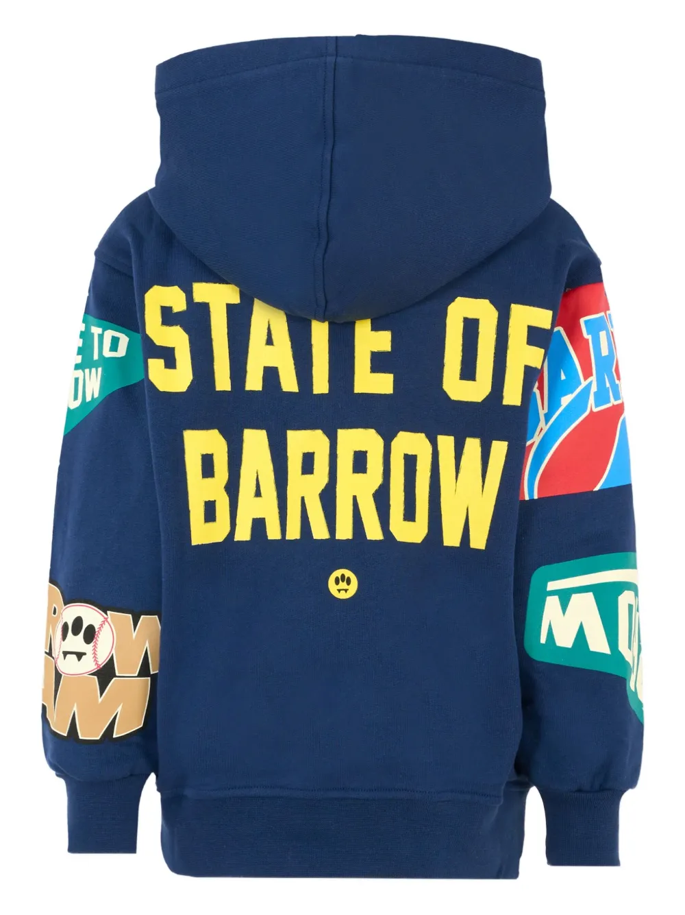 Barrow Graphic-print Cotton Hoodie In Blue