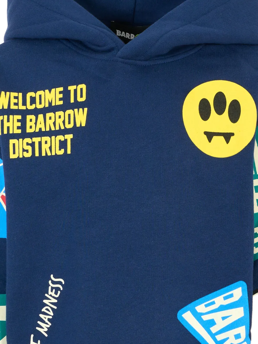 Barrow Graphic-print Cotton Hoodie In Blue