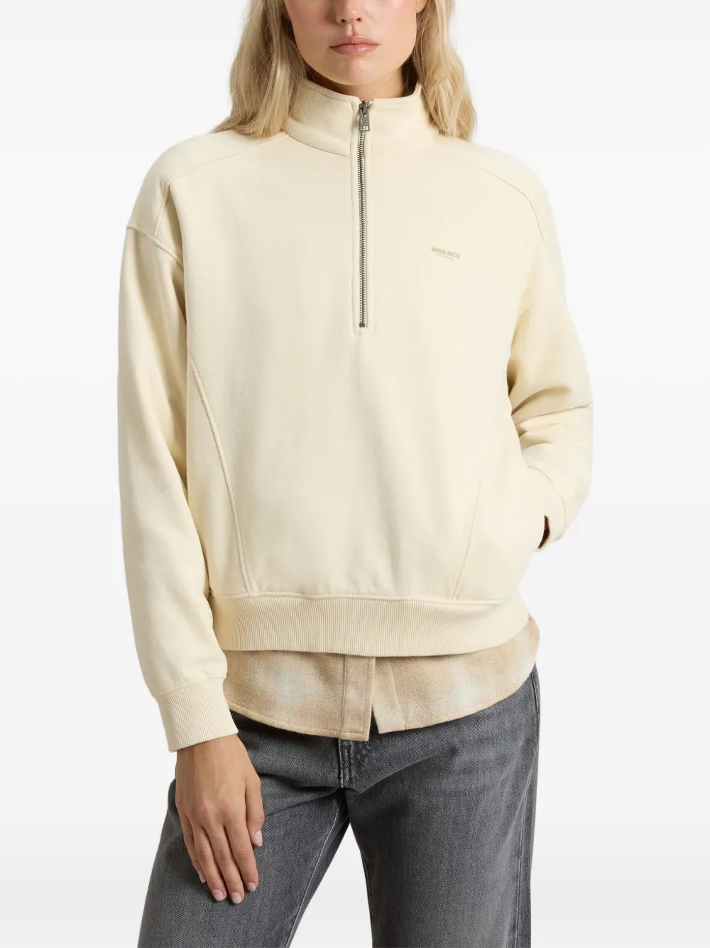 Woolrich Sweater met col Beige