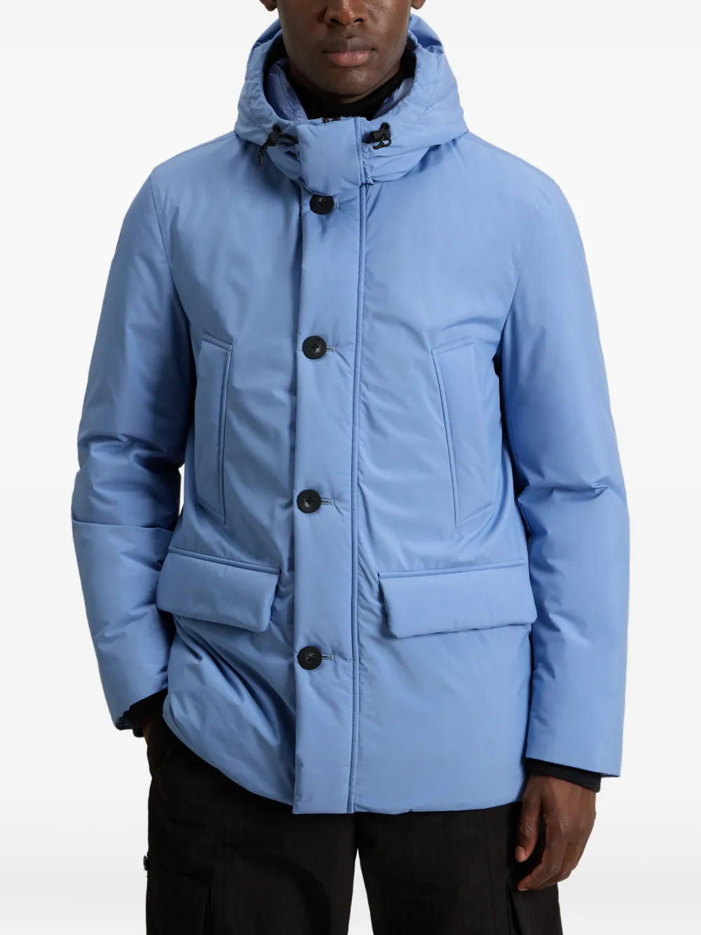 Woolrich Gewatteerd jack met capuchon en knoopsluiting Blauw