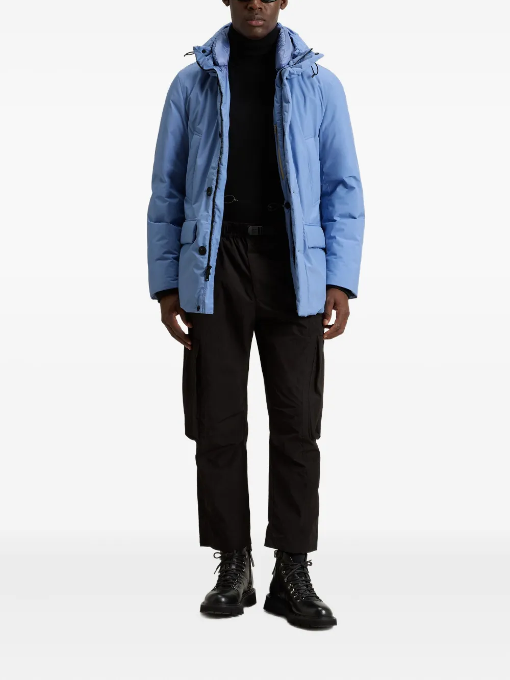 Woolrich Gewatteerd jack met capuchon en knoopsluiting Blauw