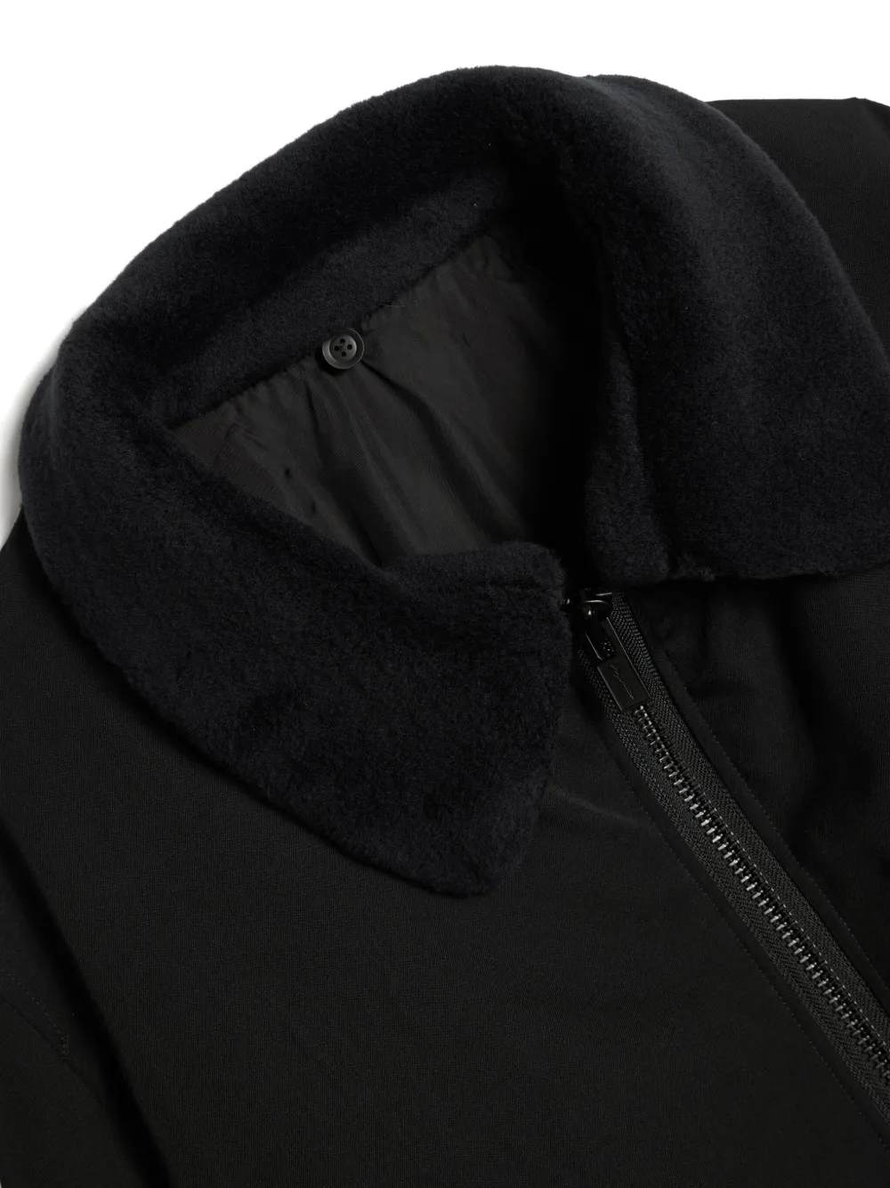 Yohji Yamamoto Jack met fleece kraag en rits Zwart
