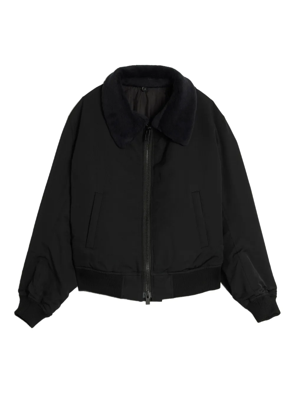 Yohji Yamamoto Jack met fleece kraag en rits Zwart