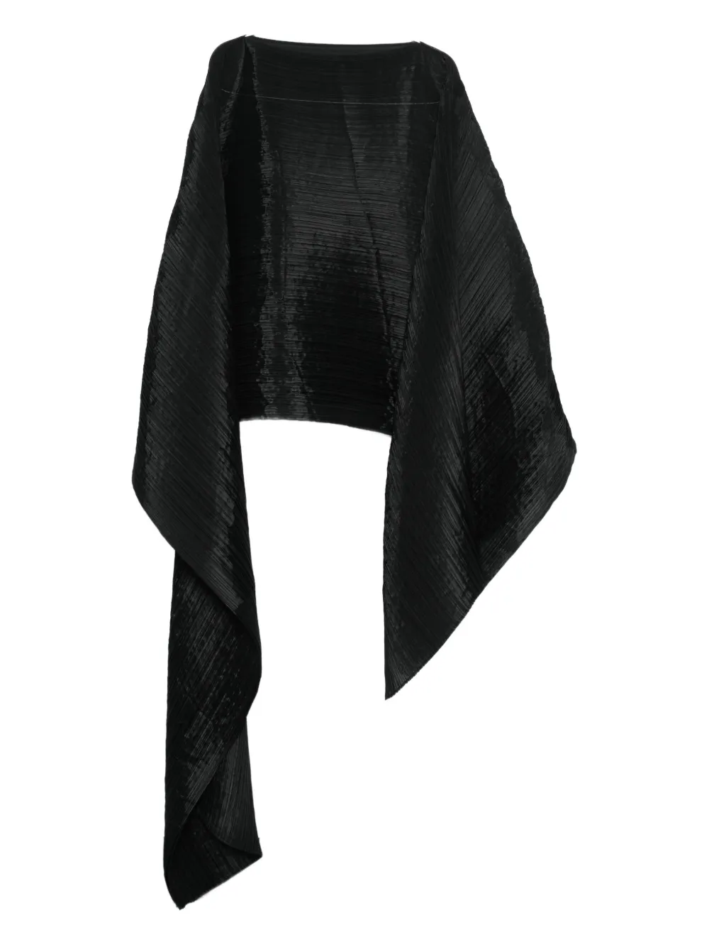 Issey Miyake Asymmetric Pleated Blouse In Black