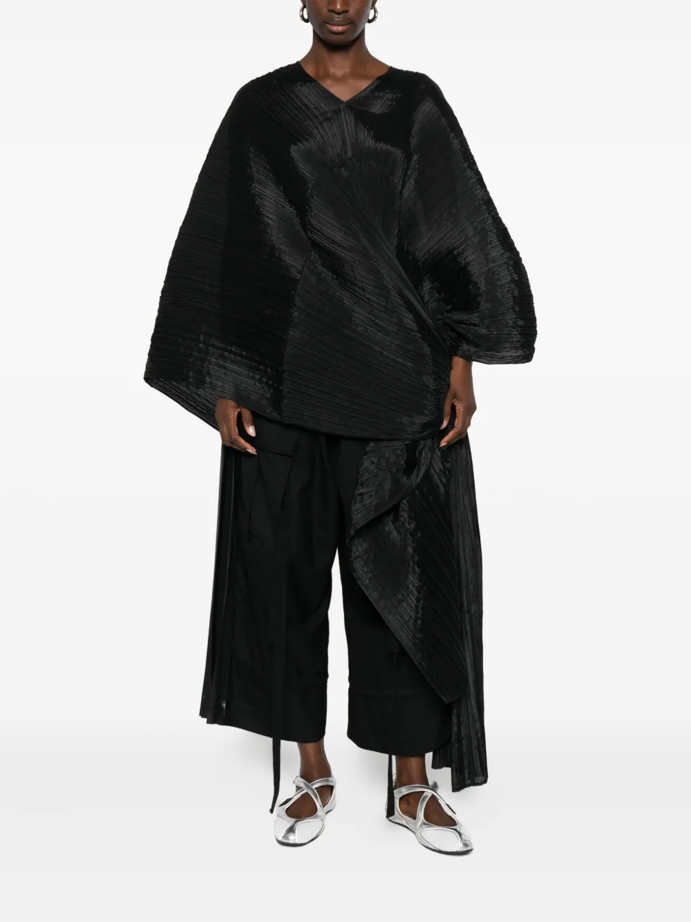 Pleats Please Issey Miyake Asymmetrische blouse - Zwart