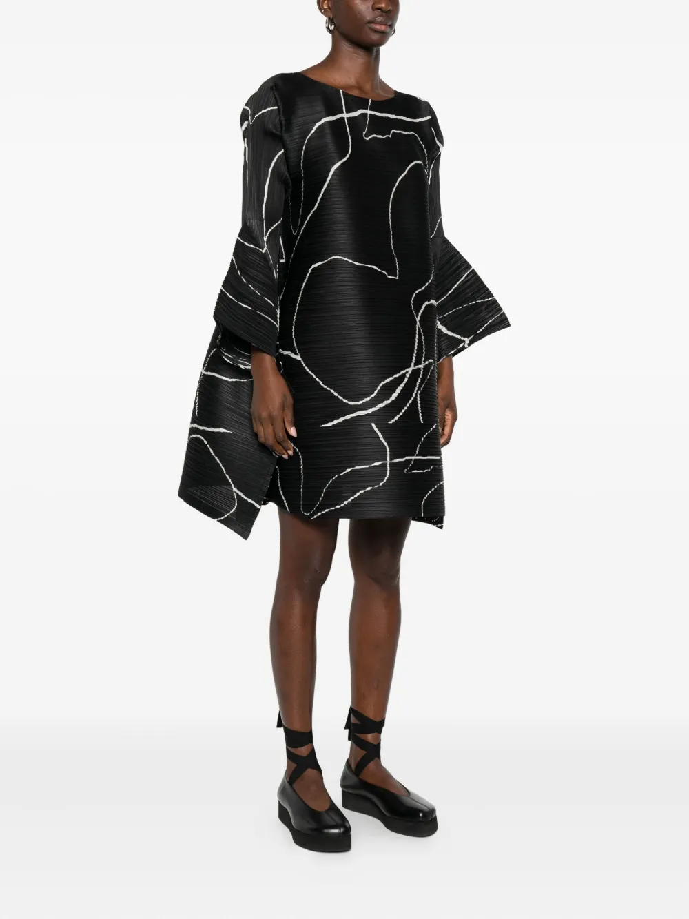 Pleats Please Issey Miyake Pause geplooide mini-jurk Zwart