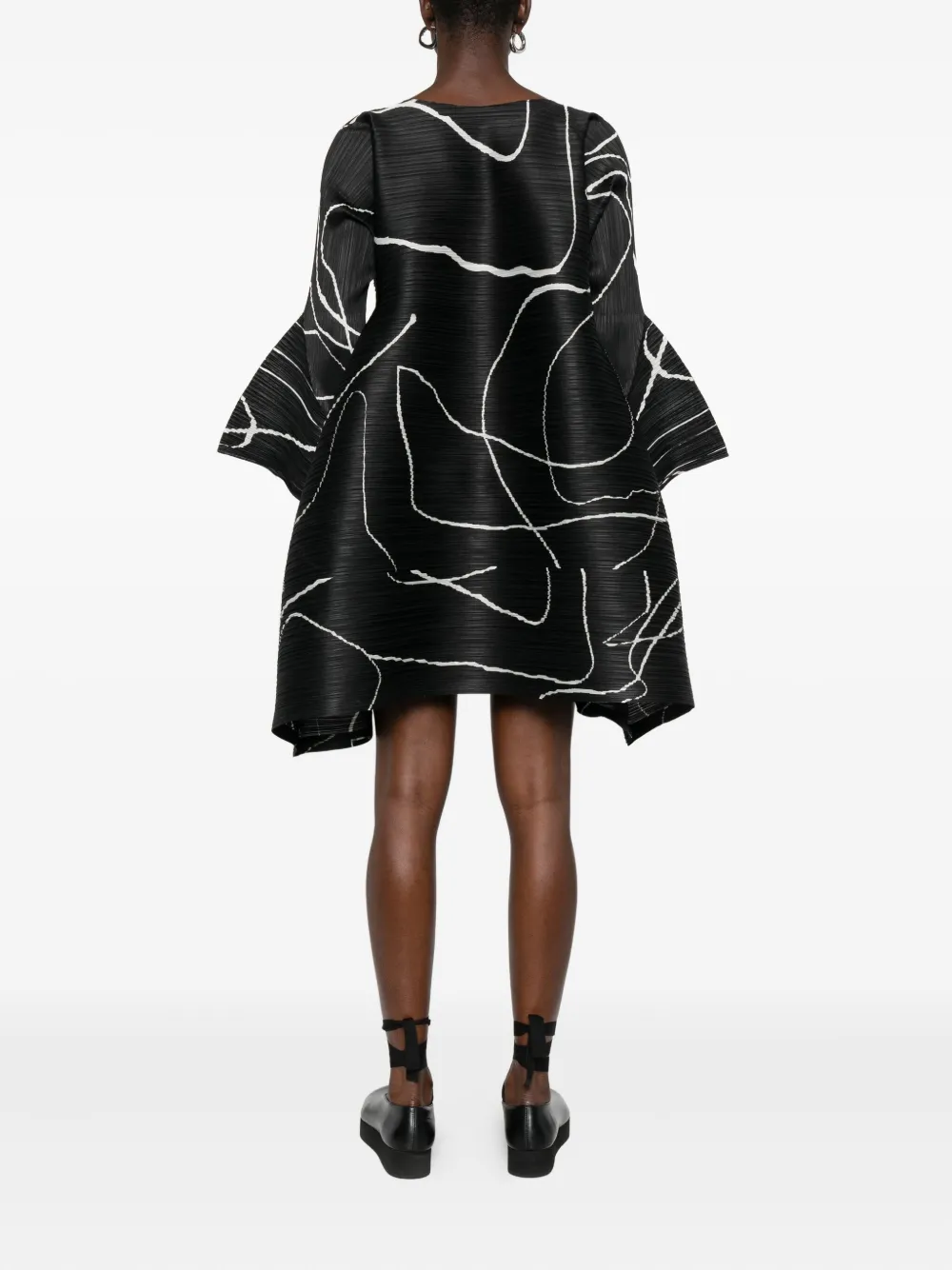 Pleats Please Issey Miyake Pause geplooide mini-jurk Zwart