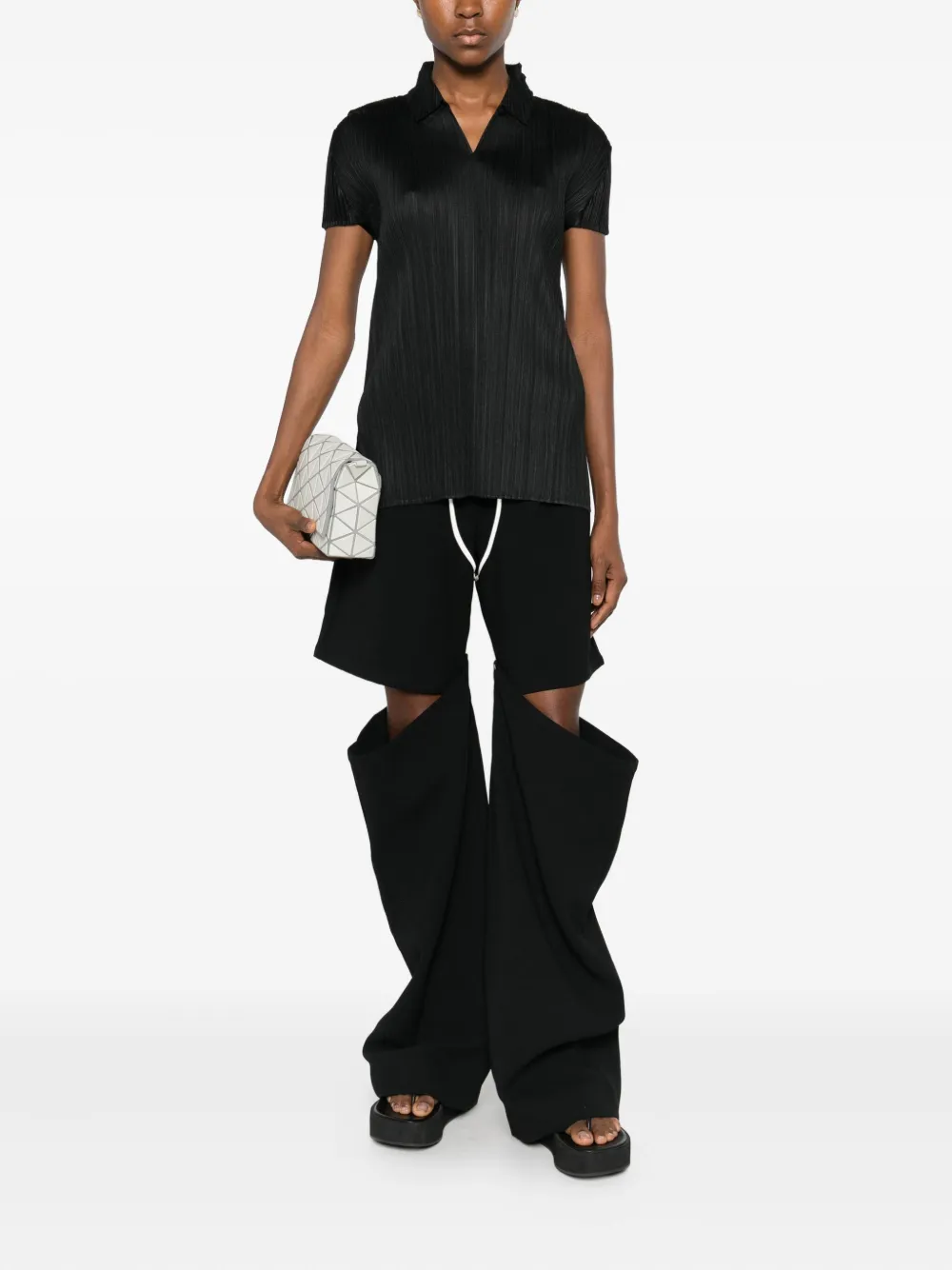 Pleats Please Issey Miyake August polo top - Zwart
