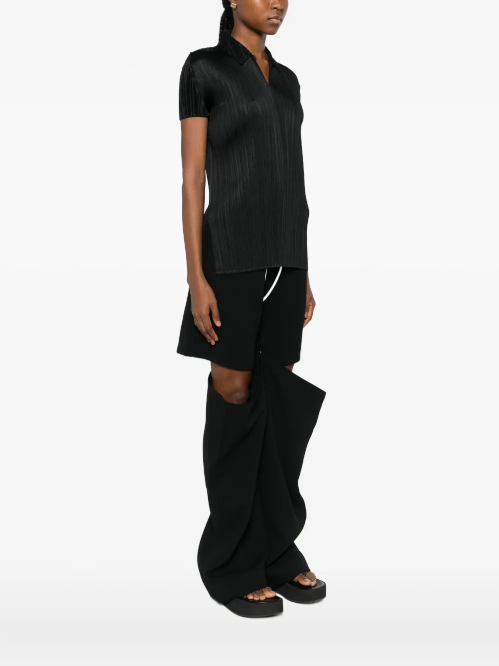Issey Miyake August Polo Top In Black