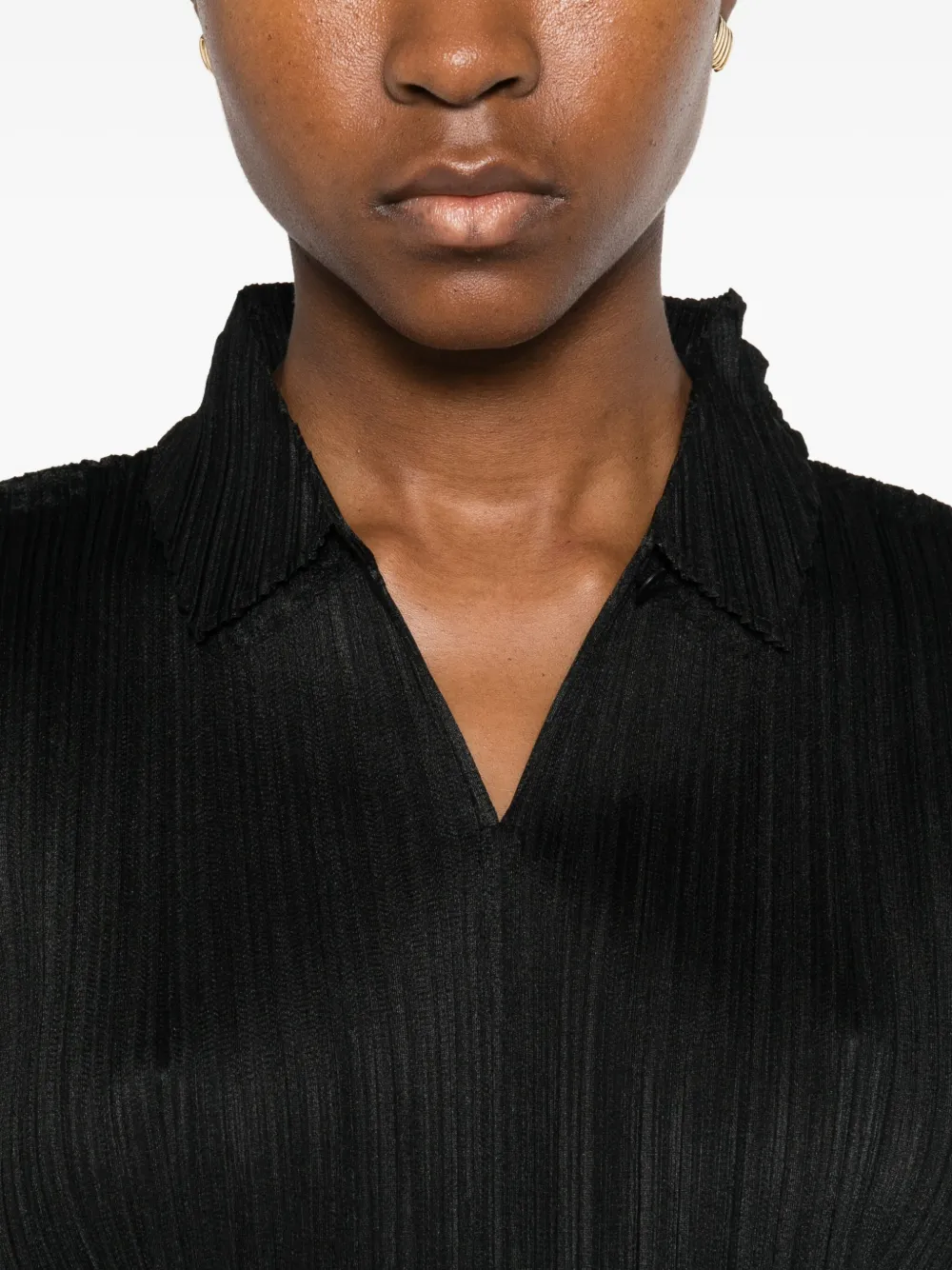 Issey Miyake August Polo Top In Black