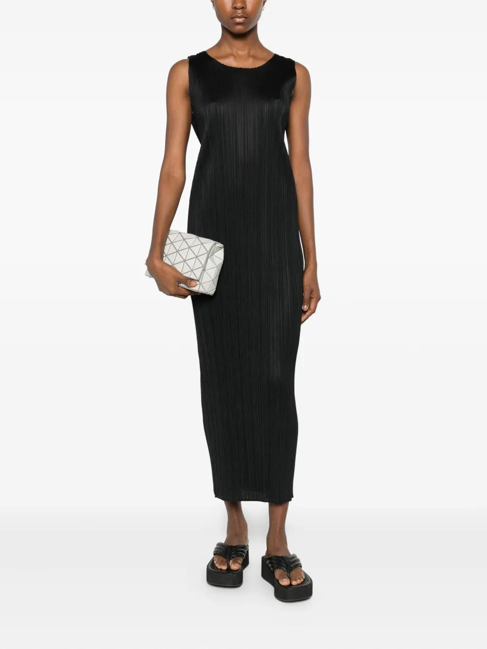 Pleats Please Issey Miyake round-neck sleeveless dress - Zwart