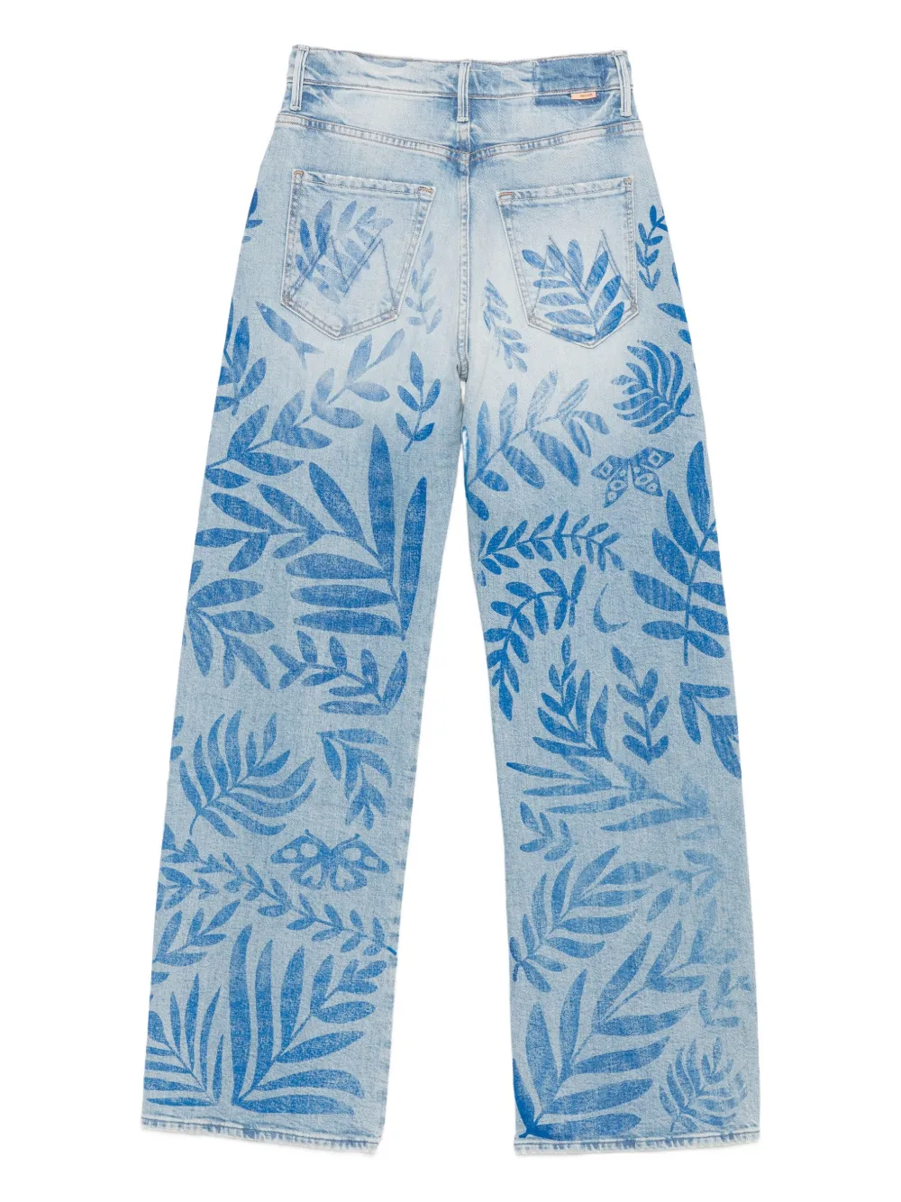 MOTHER The Lasso Sneak jeans met bladerprint - Blauw