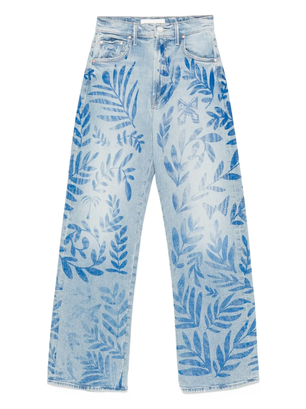 MOTHER The Lasso Sneak jeans met bladerprint Blauw