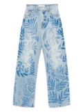 MOTHER The Lasso Sneak leaf-print jeans - Blue