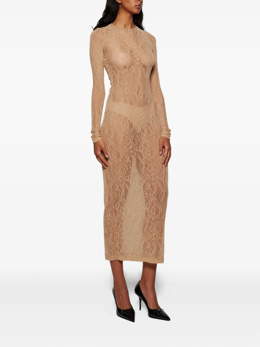 WARDROBE.NYC long-sleeve midi dress - Beige