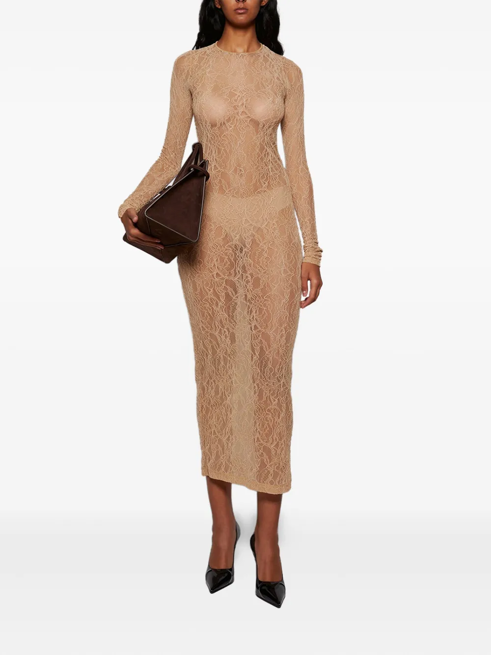 Wardrobe.nyc Long-sleeve Midi Dress In Multi