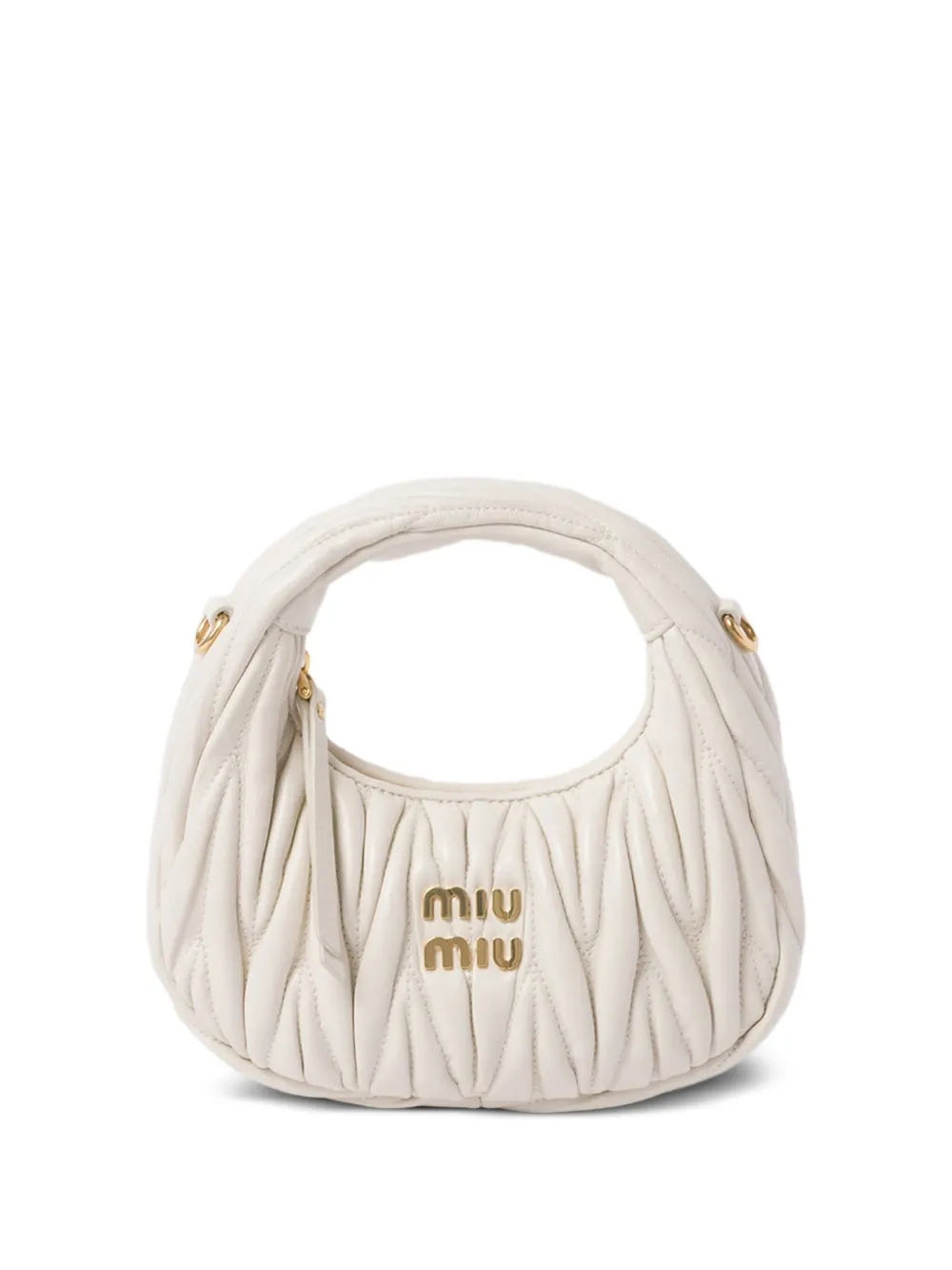 Miu Miu mini matelassé logo-plaque shoulder bag | White | Image 1