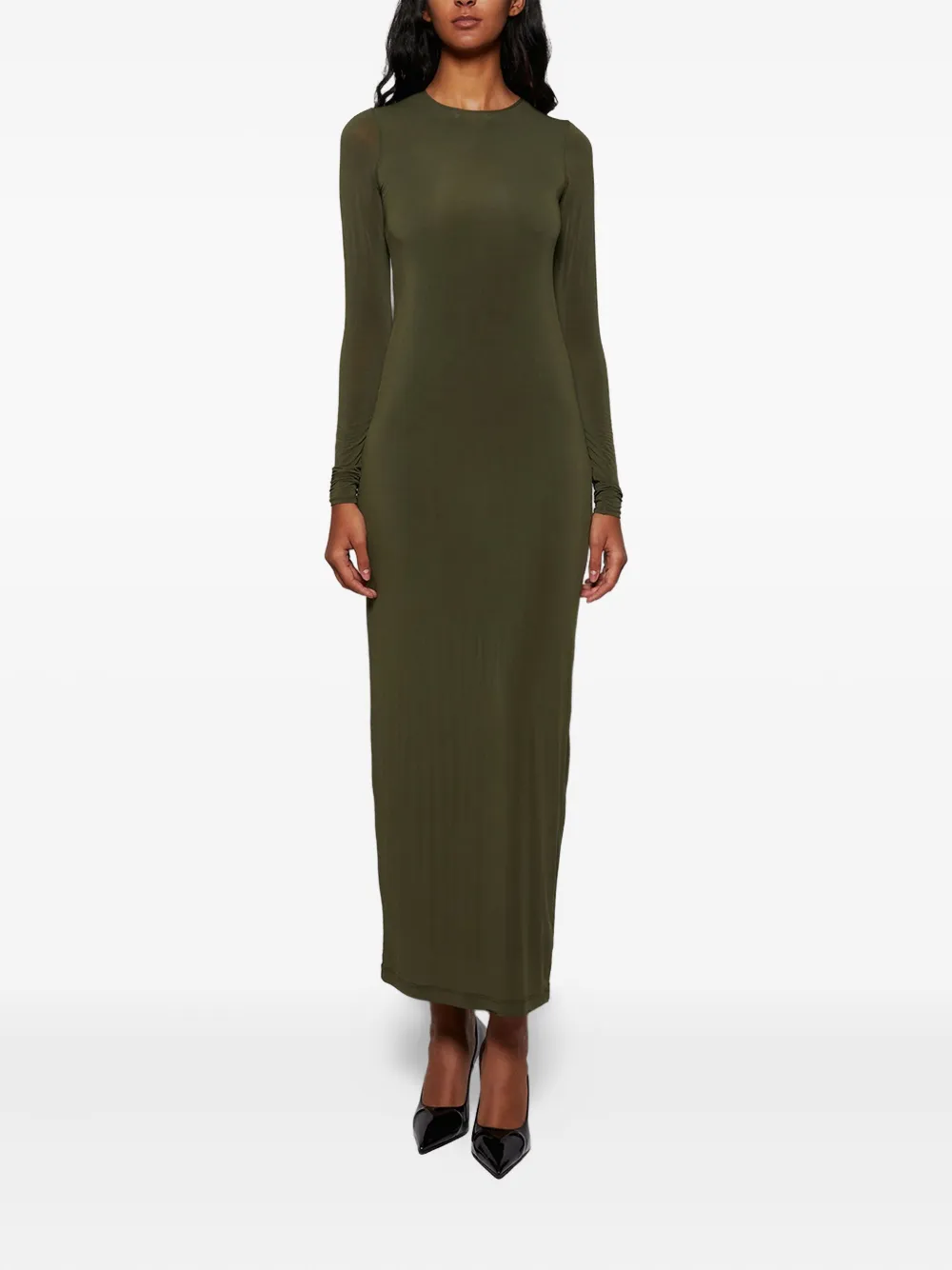 WARDROBE.NYC sheer long-sleeves maxi dress - Verde