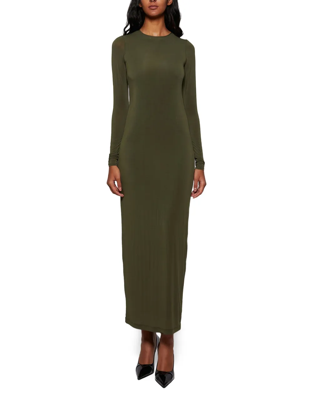 WARDROBE.NYC sheer long-sleeves maxi dress - Groen