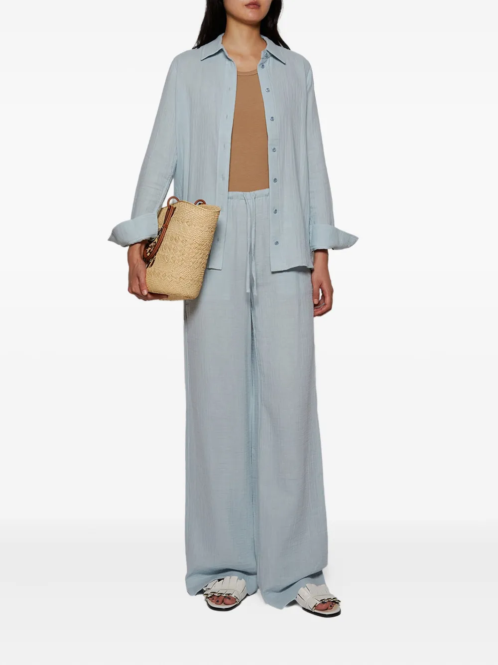 ETERNE drawstring wide-leg trousers - Blauw