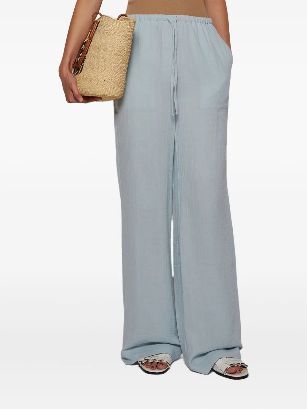 Éterne Drawstring Wide-leg Trousers In Blue