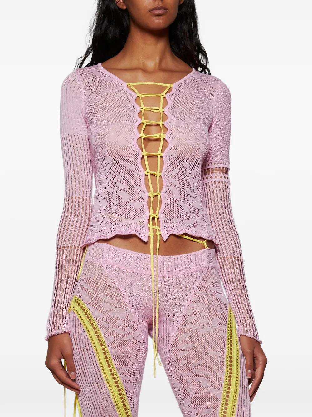  Roberta Einer Kat Lace-up Top - Pink 