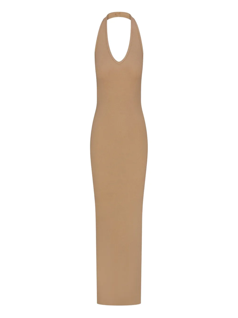 Éterne Stretch Cotton-modal Maxi Halter Dress In Neutral