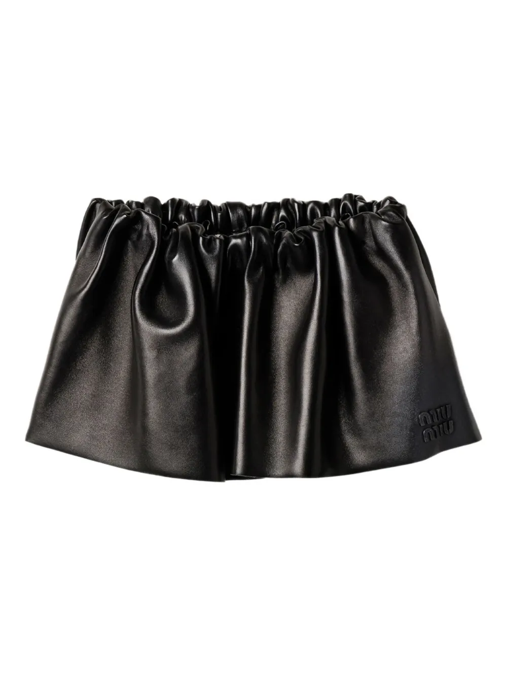 Miu Miu Leather Mini Skirt In Black