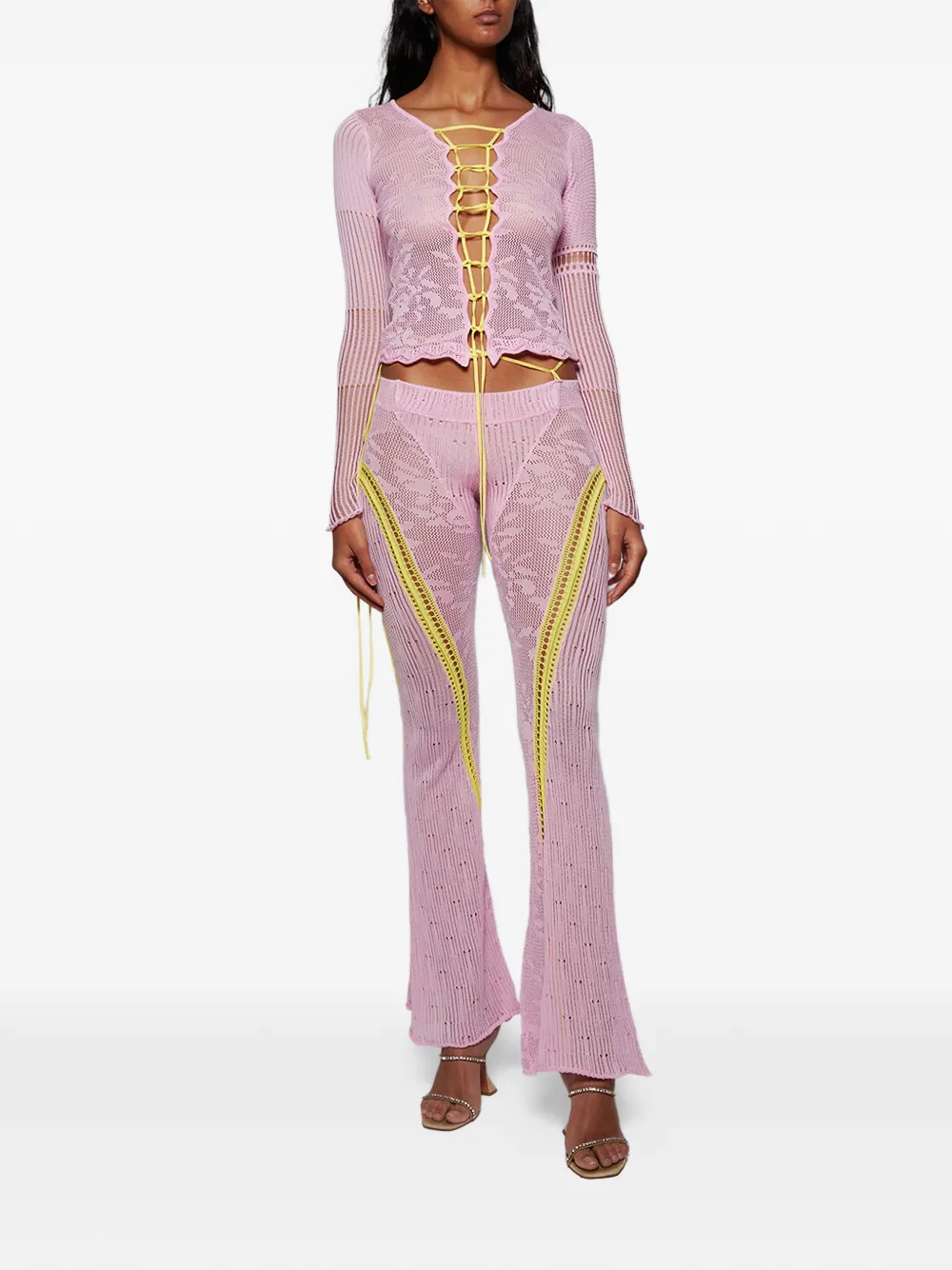 Roberta Einer floral appliqué trousers - Roze